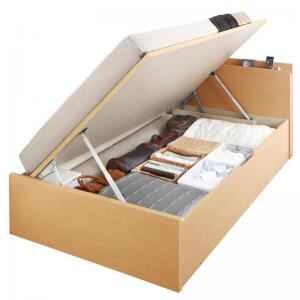 収納付きベッド シングルベッド セミダブルベッド 収納 収納付き 収納ベッド 大容量 収納ボックス 布団 敷き布団 薄型プレミアムポケットコイルマットレス付き 横開き シングル 深さラージ 組立設置付