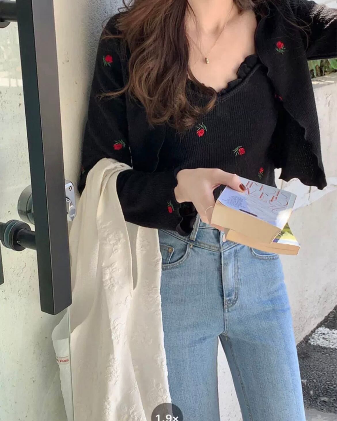 小花刺繍キャミxカーデセット D1050 | udresser