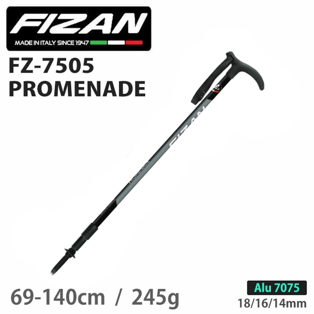 FIZAN フィザン トレッキングポール 69-140cm PROMENADE プロムナード グリップ 1本