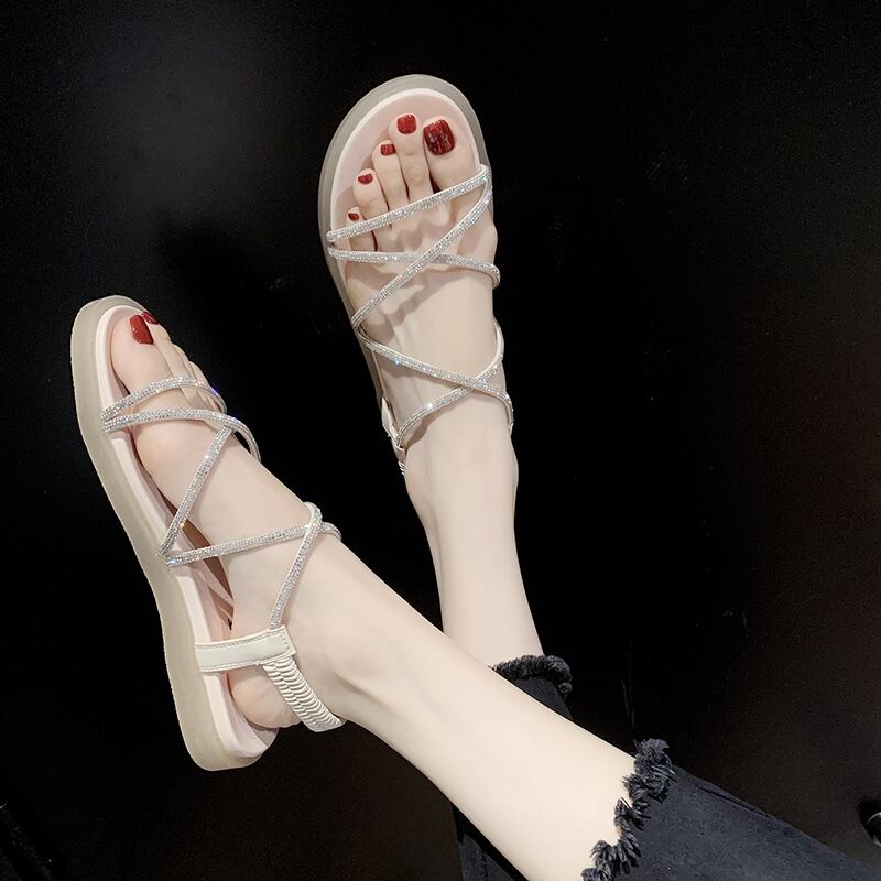 レッドサンダルレディーススプリングサマーラインストーン 靴 シューズ 春物 夏物 ビーチ 部族の婦人靴45371513302