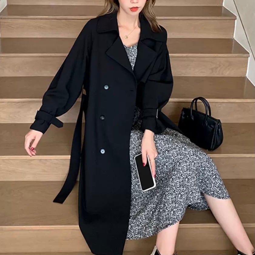 2色 アウター トレンチコート ベーシック シンプル 送料無料