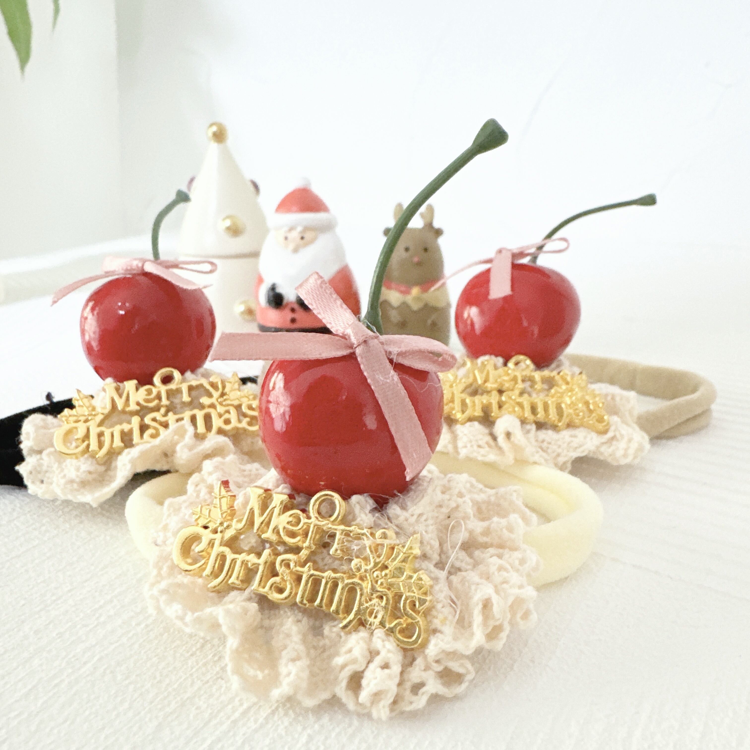 クリスマスプレートチェリーヘアバンド