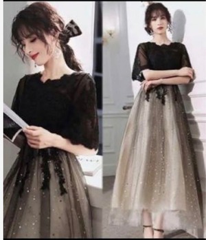 ★送料無料★11号(L)☆チュールと立体刺繍レースのドレス[OPN2947]