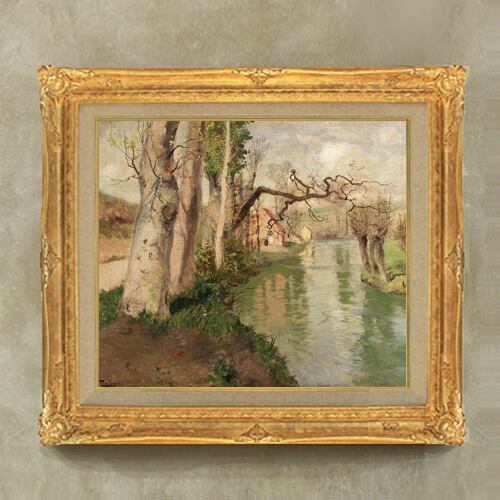 直筆仕上げ油絵【フリット・ダヴロー】ディエッブからアルク川へ F10 絵画 アート インテリア 風景画