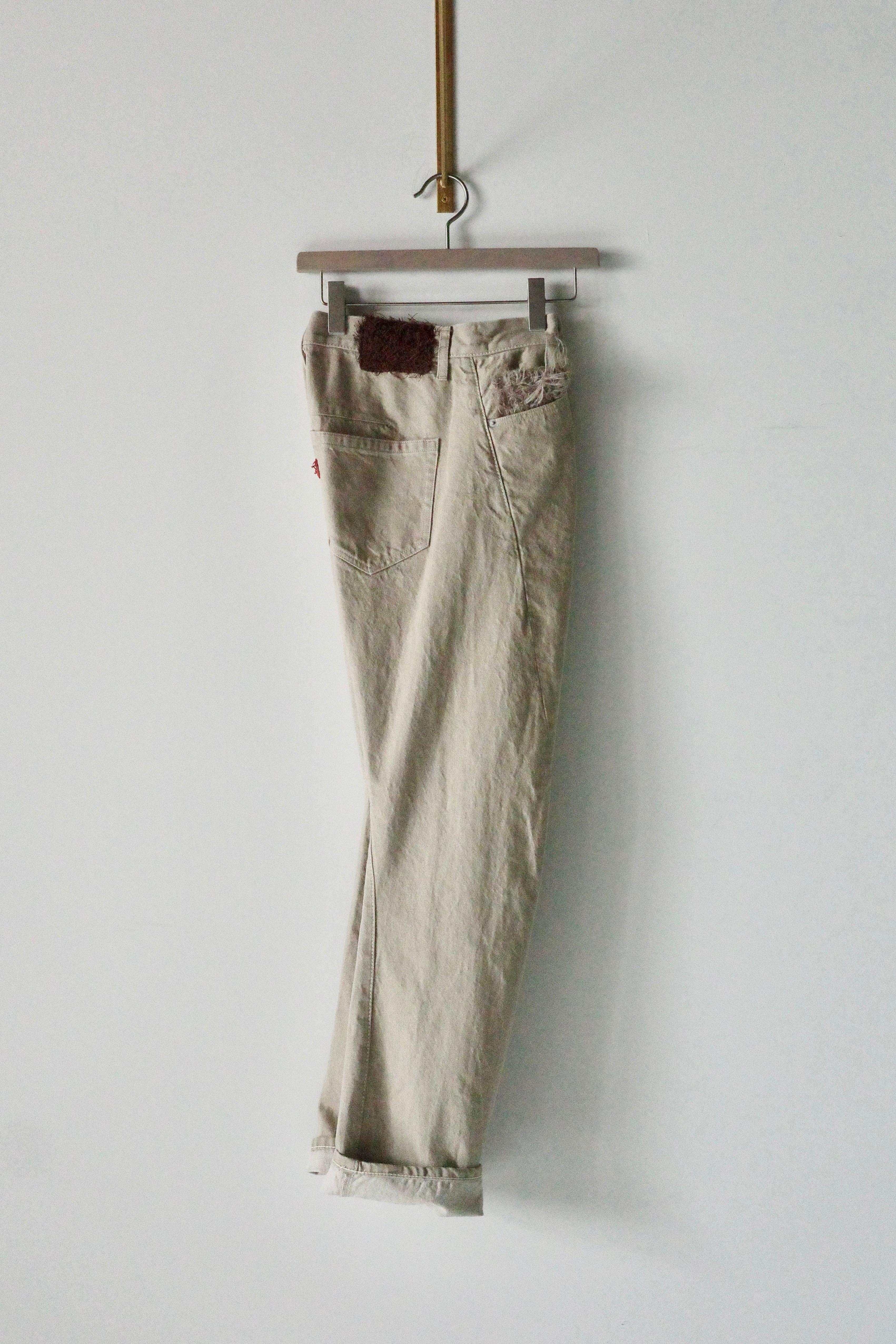 Kota Gushiken 【GU VIBES RED WITH SELVEDGE-ISH CROCHET STITCHES -BEIGE-】