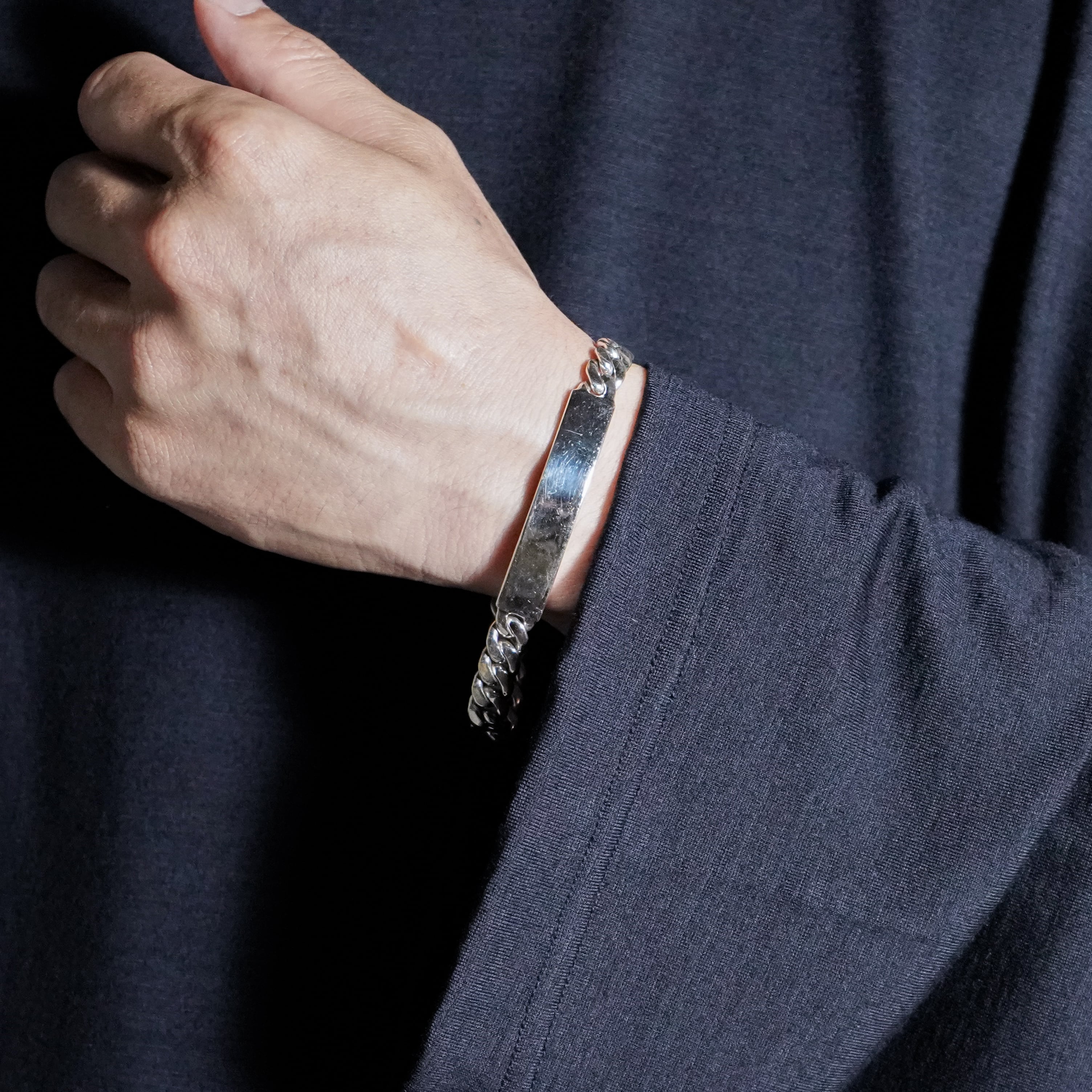 British Vintage ID Chain Bracelet イギリス ヴィンテージ シルバー