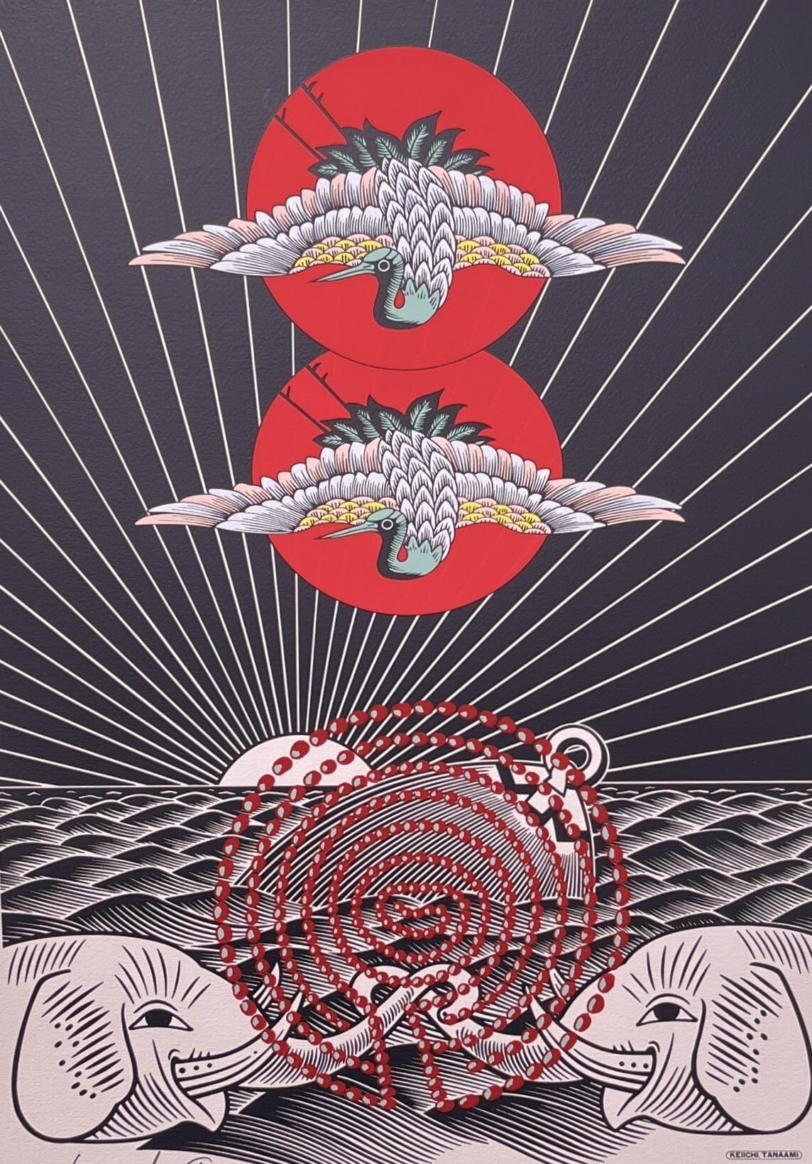 久里洋二作品 / アクリル画 / 「富士山」/ 額付き | VIVANT ART
