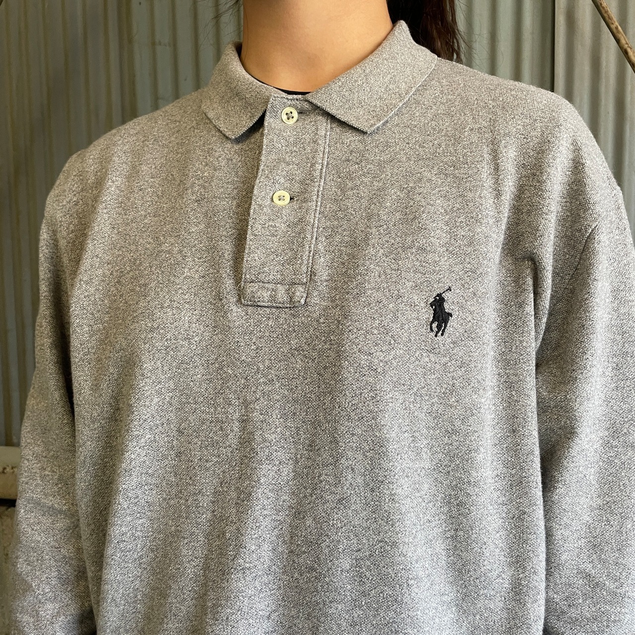Polo Ralph Lauren ポロラルフローレン 鹿の子 長袖ポロシャツ メンズM 