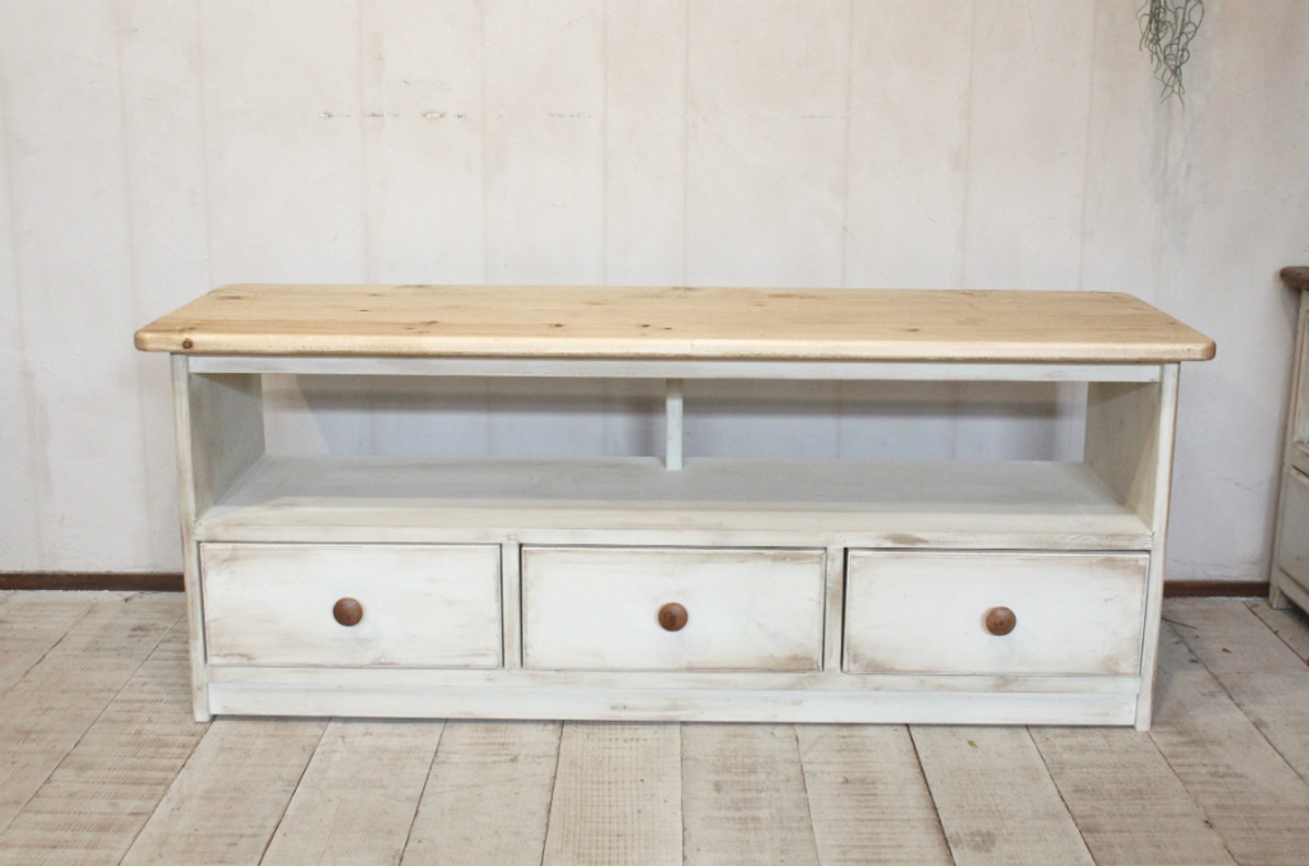 シャビーなテレビ台 120 アンティークホワイト | countryputto 