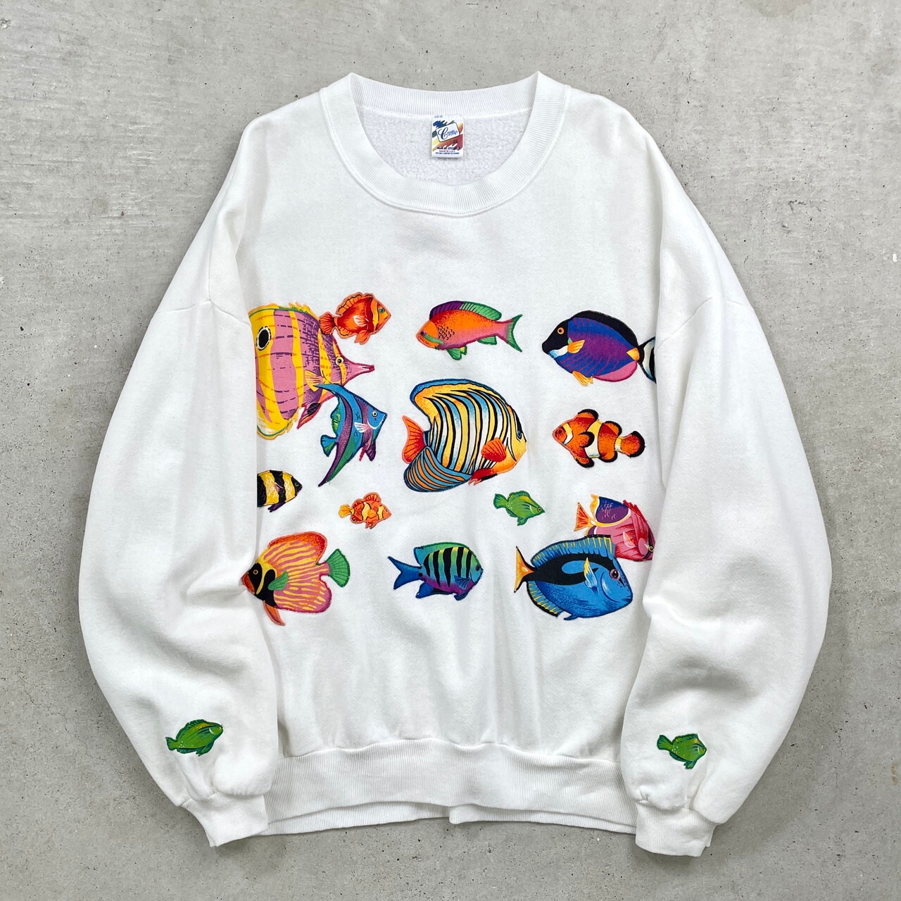 90年代 USA製 熱帯魚 アニマルワッペン スウェットシャツ メンズ2XL 