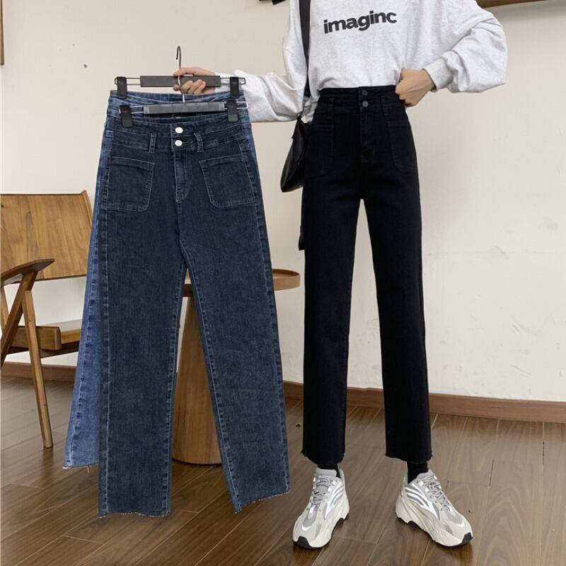 スプリングスタンダードハイウェスト薄手ジーンズ レディース レトロ 春物 YY-ファッション96035709653