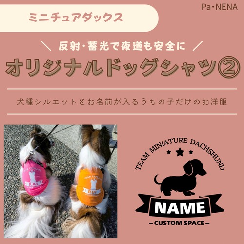 反射,蓄光素材あり！　オリジナルドッグTシャツ(ミニチュアダックス)