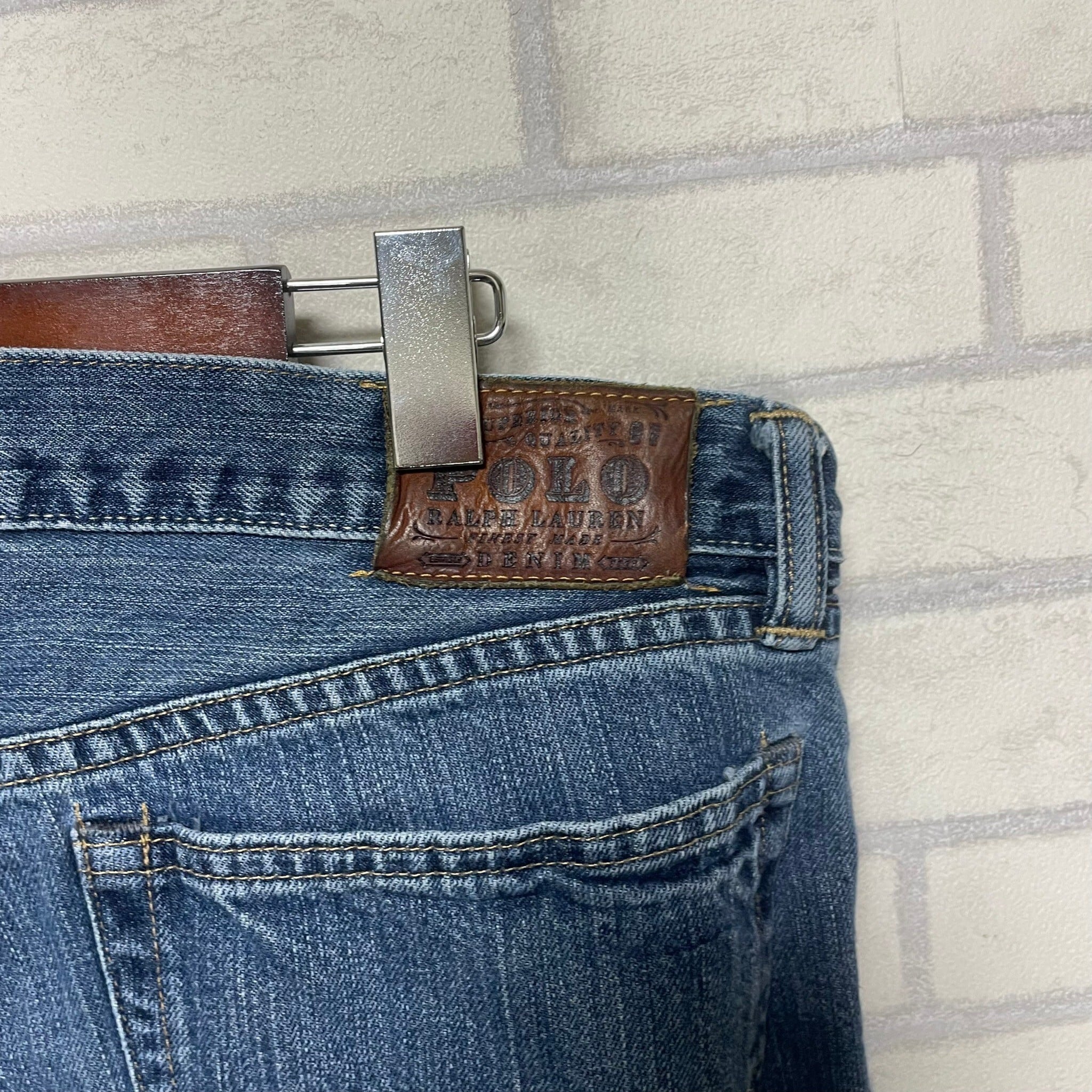 W34×L32】POLO RALPH LAUREN デニムパンツ 革パッチ | 古着屋OLDGREEN