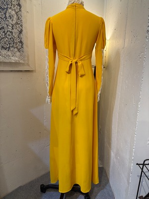 70's mustard yellow color lace dress