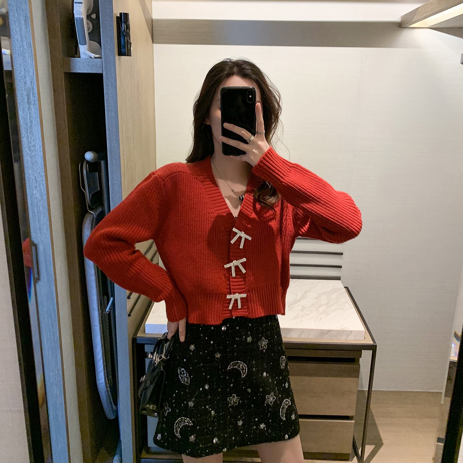 スプリングスタイルルーズショートニットセーター レディースボタンカーディガンジャケット リボン 春物 6Du_Shop_Women49007398189