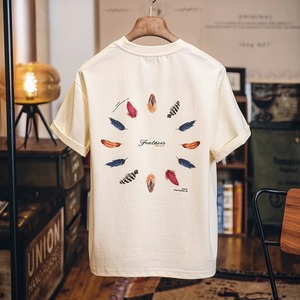 Feather graphic back print tee 0968