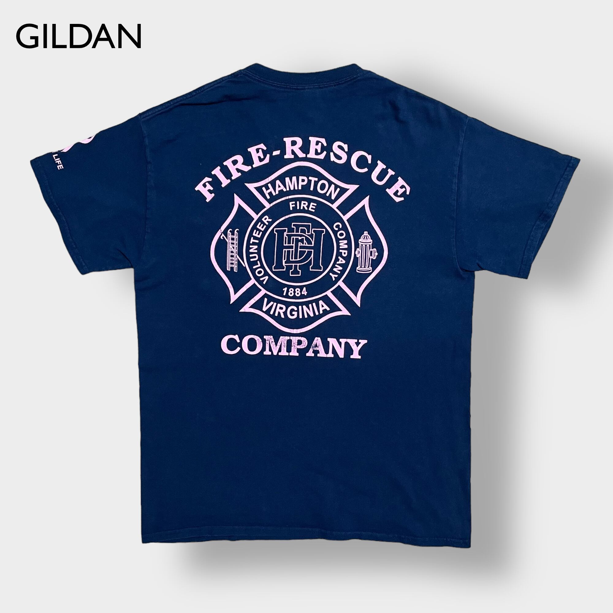 GILDAN】FIRE RESCUE 消防本部 ロゴ ポケットTシャツ ポケt ワン