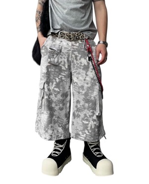 Darkfog Vintage Snake Print Camouflage Cargo Shorts