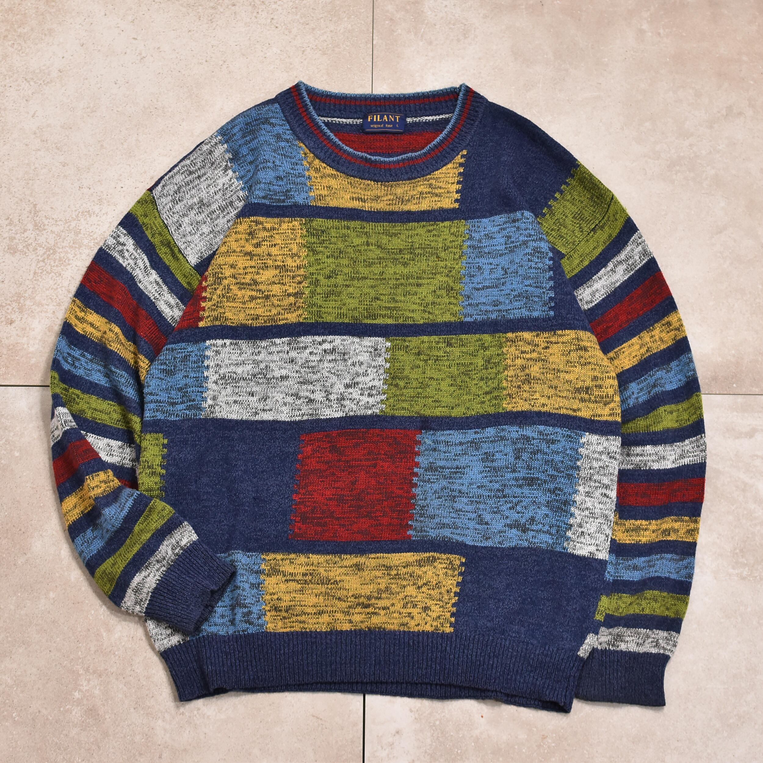 90's/waffle pattern cotton sweater
