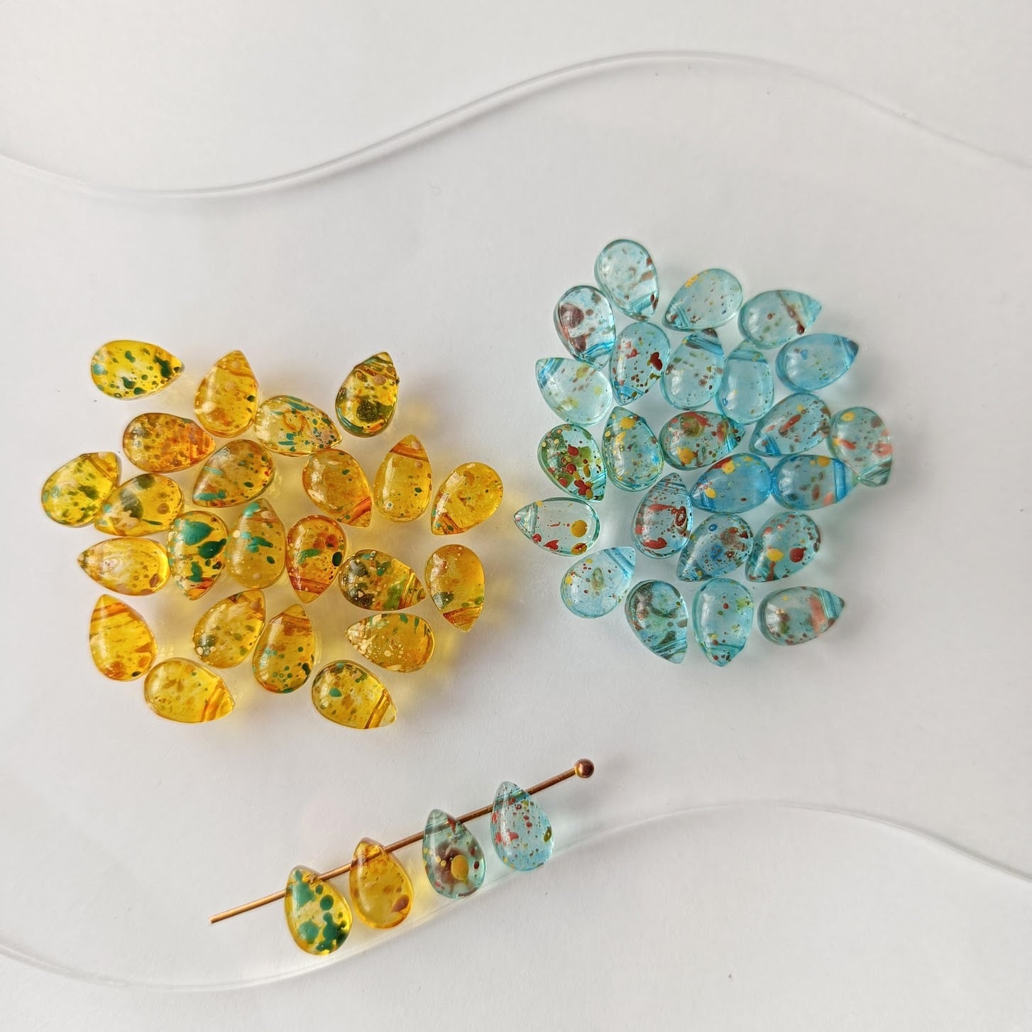 2個】ビーズ刺繍 カボション オーロラ アクリル シャワー台 カボション