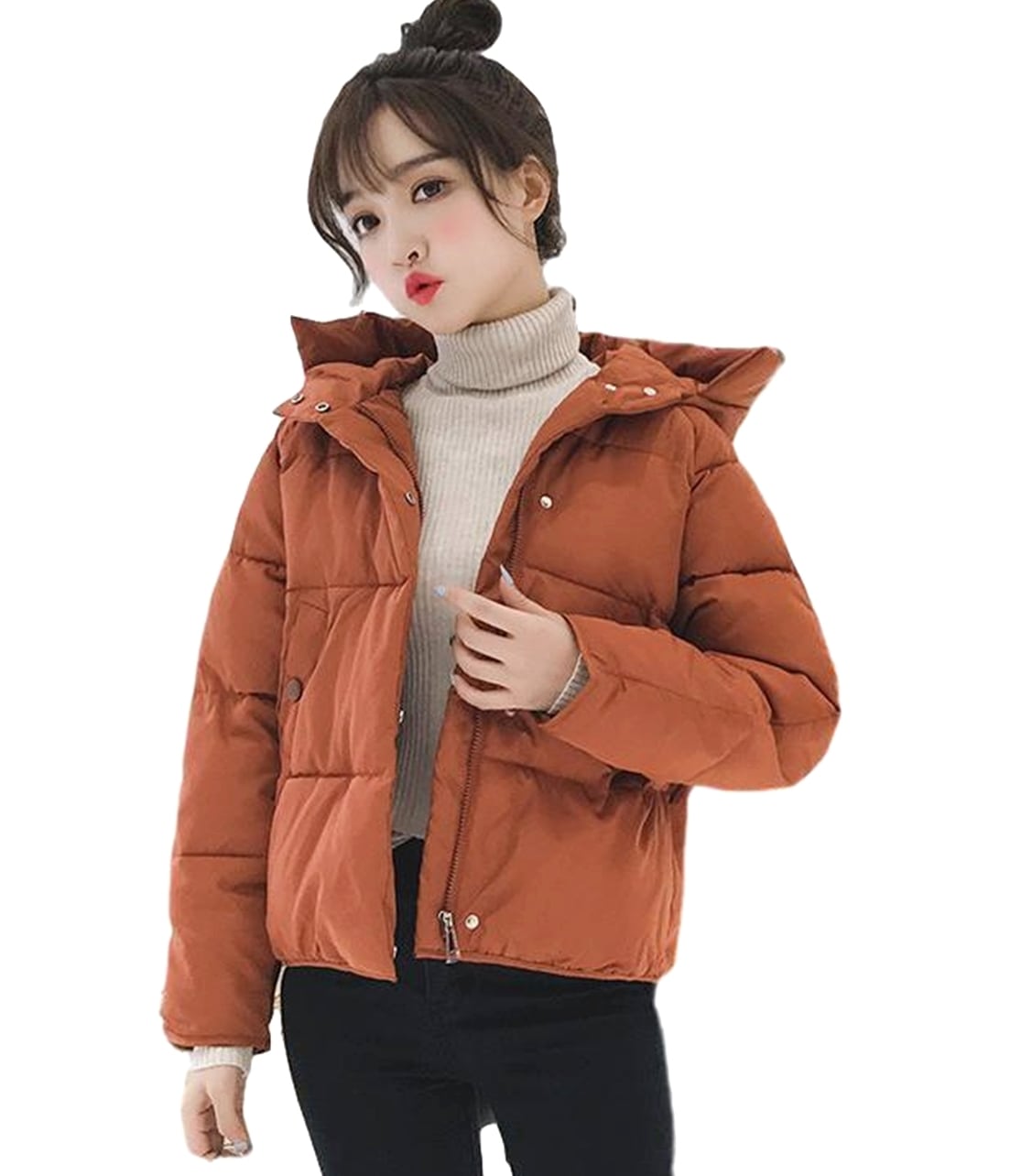レディース ショートダウンジャケット(ブラウン)
