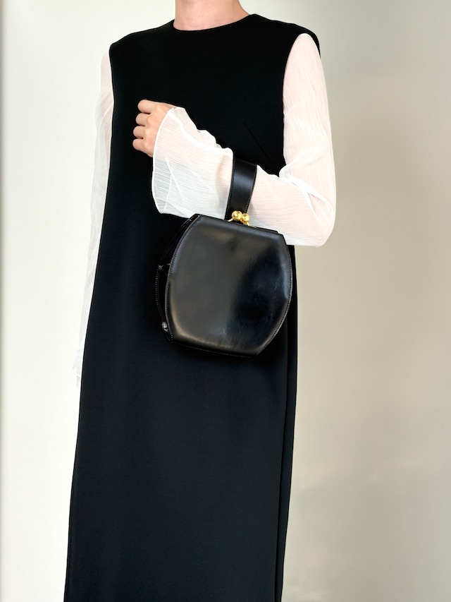 CELINE セリーヌ ハンドバッグ ブラック レザー がま口 ワンハンドル vintage ヴィンテージ オールド sip54y