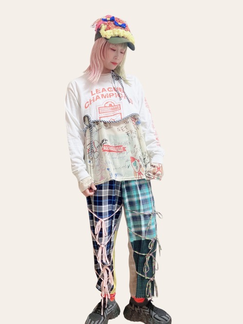 【4/21(日)21:00〜 4/24(水)12:00限定❣️】oicarorocin /  ribbon pants!（チェック）