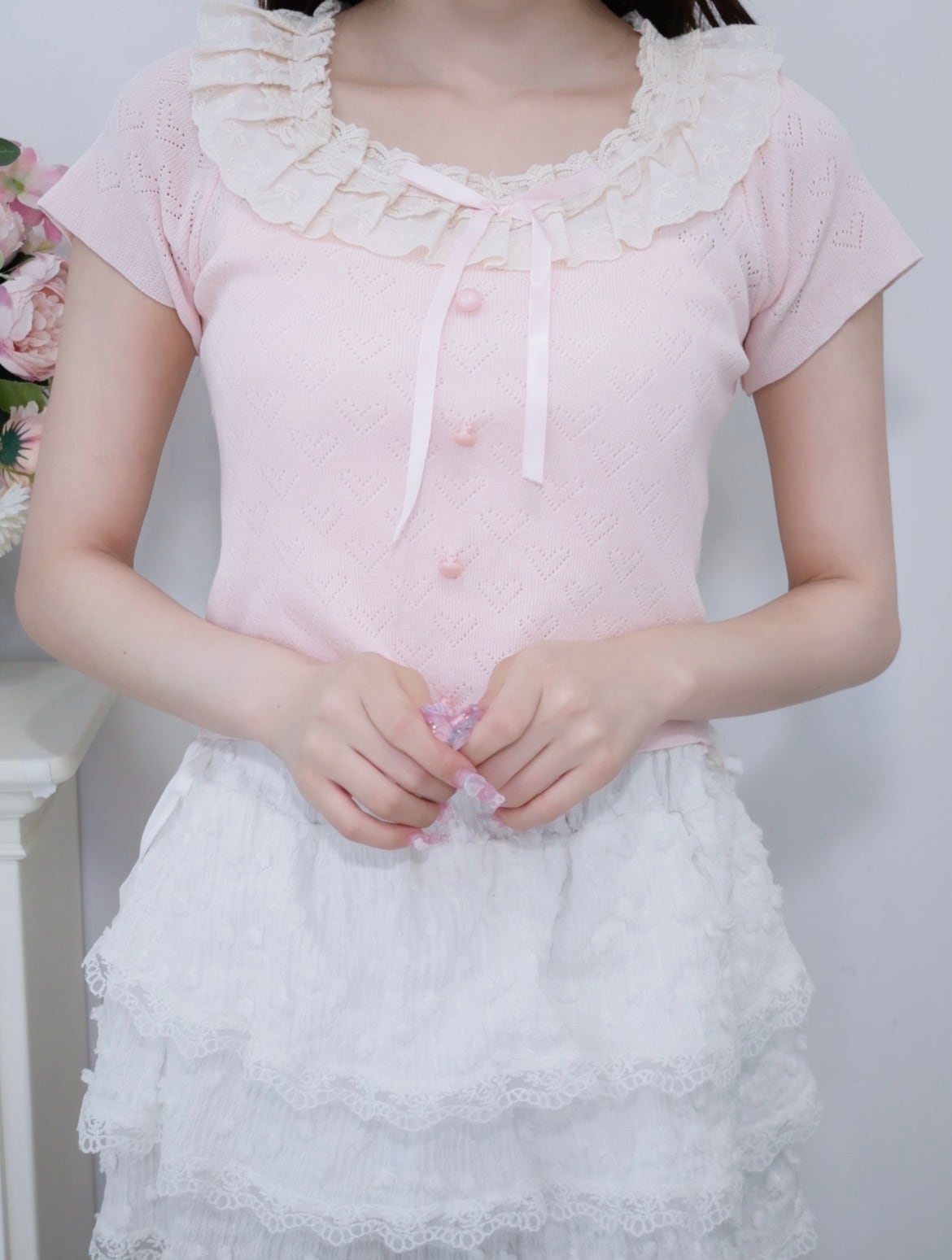 frill heart knit