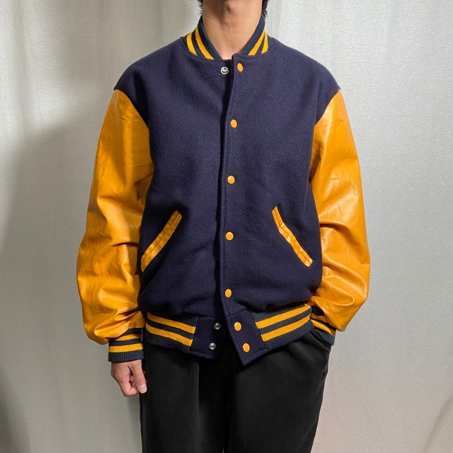90年代 ROCK CREEK ATHLETICS ウールスタジャン 袖フェイクレザー 