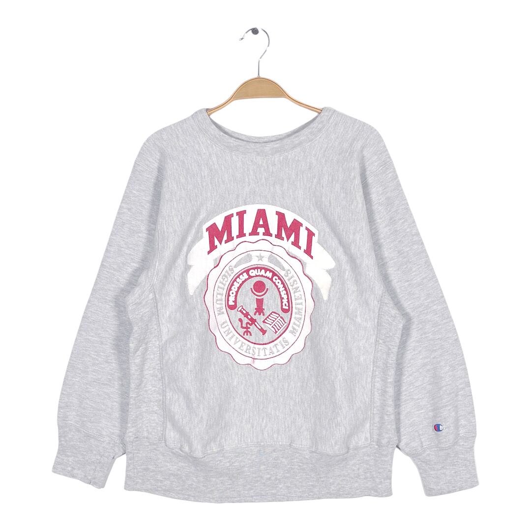 80s チャンピオン トリコタグ USA製 リバースウィーブ ヴィンテージ スウェット MIAMI カレッジ グレー CHAMPION サイズM 古着 CF1027