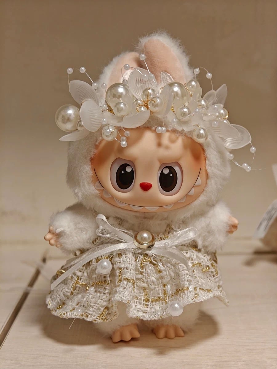 【リボン+ドレス】 豪華 おしゃれ ラブブ コスチュームセット 17cm 全モデル対応Labubu ベビー服 ドレス