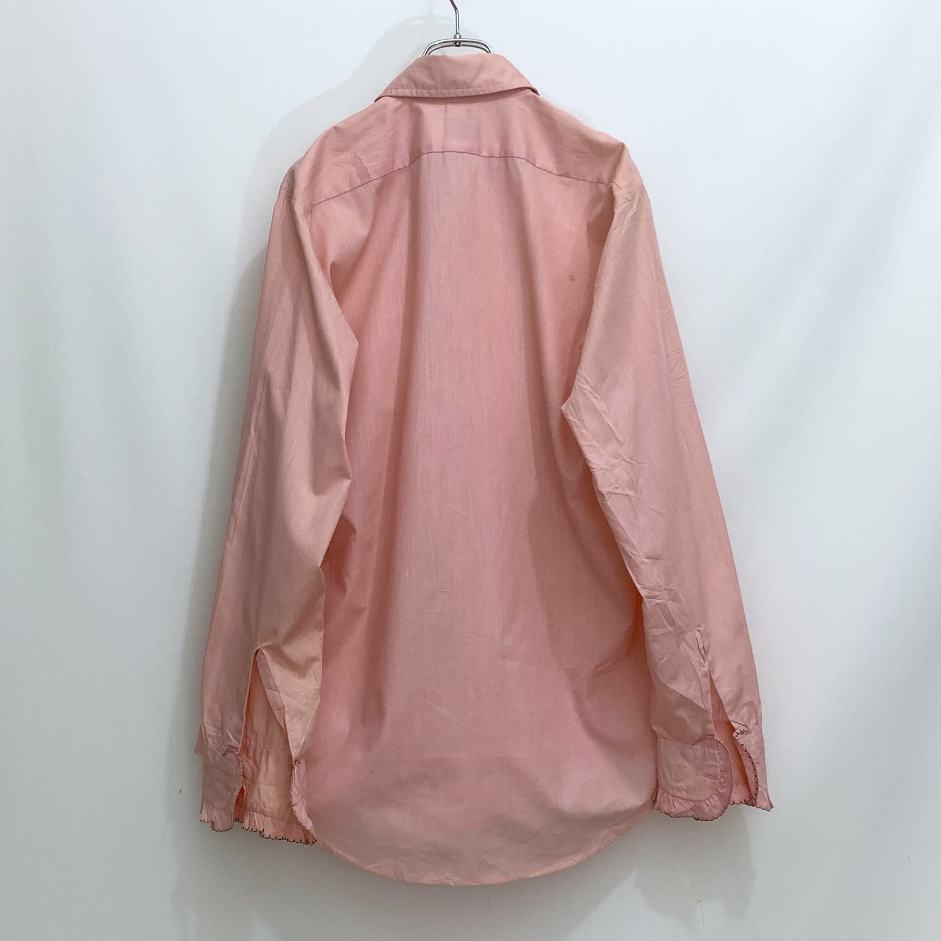 トップス 70s フリルシャツ ピンクレッド ドレス