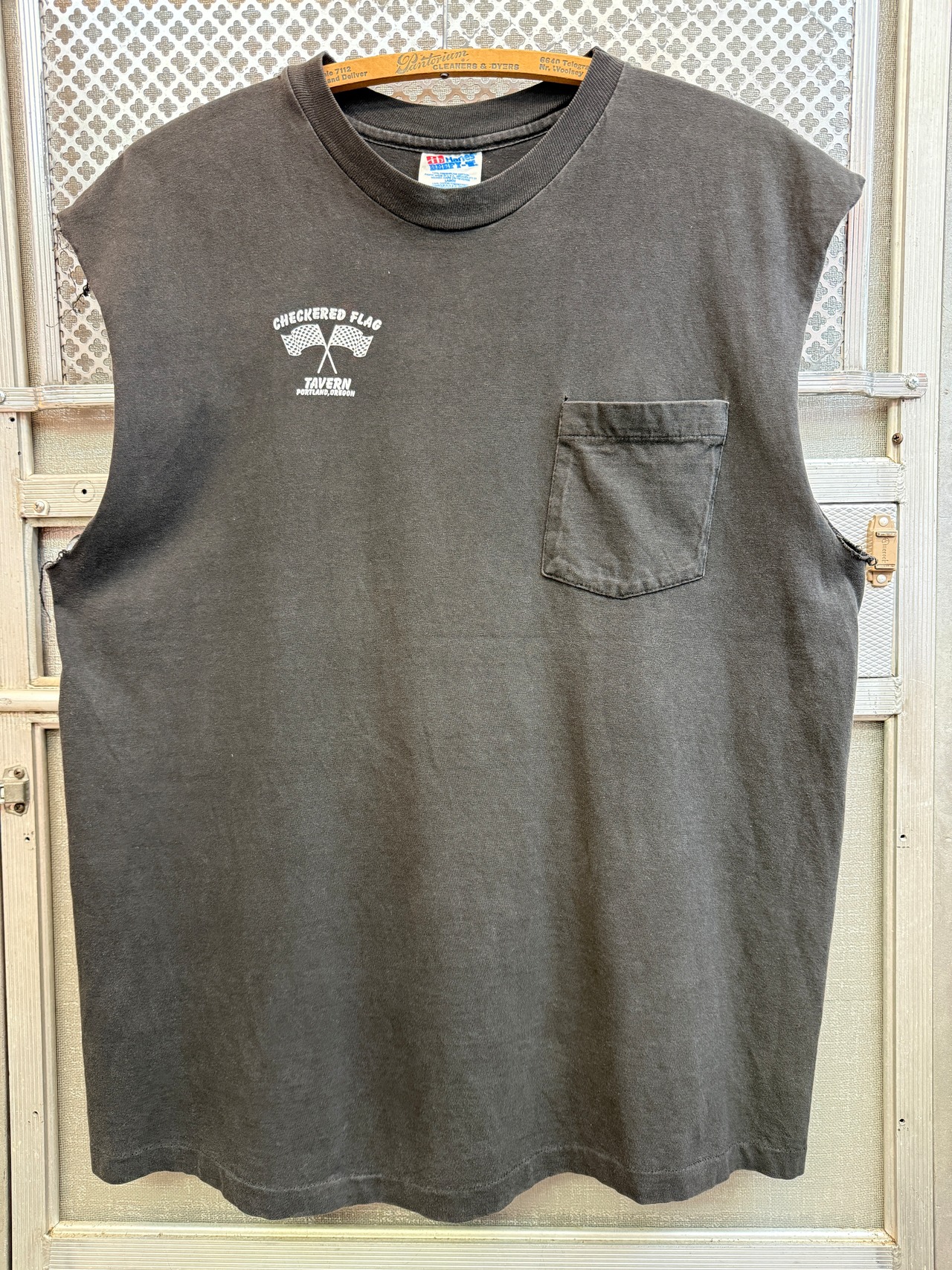 90s CHECKERED FLAG TAVERN / Hanes BEEFY-T Fabric made in usa・画像2