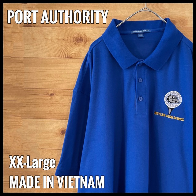 【PORT AUTHORITY】XXL ビッグサイズ ポロシャツ バトラー高校 ゴルフ ブルドッグ ワンポイン 刺繍ロゴ US古着 アメリカ古着