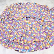 フラメンコ 衣装 ドレス ワンピース パープル系 ブルー系 イエロー系 紫 オレンジ 黄色 花柄 ボランテ フリル ダンス パーティ 発表会 踊り 舞台 レディース ステージ 舞台衣装