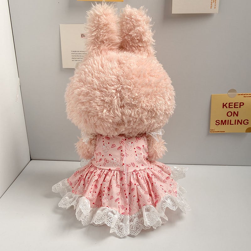 38cm Labubu/MOKOKO用 かわいい チューリップ/リボン柄 ワンピース+