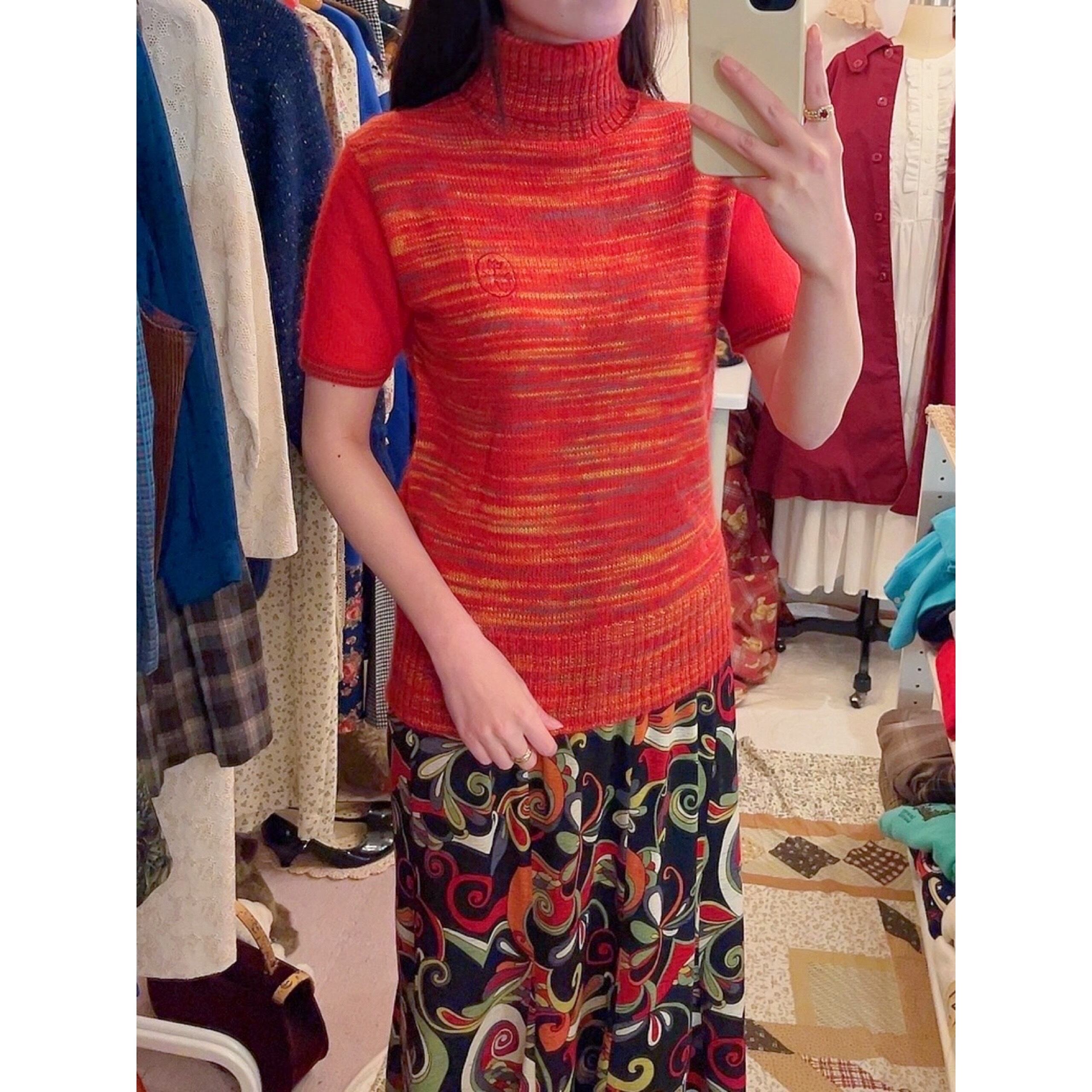 multi color turtle neck knit sweater