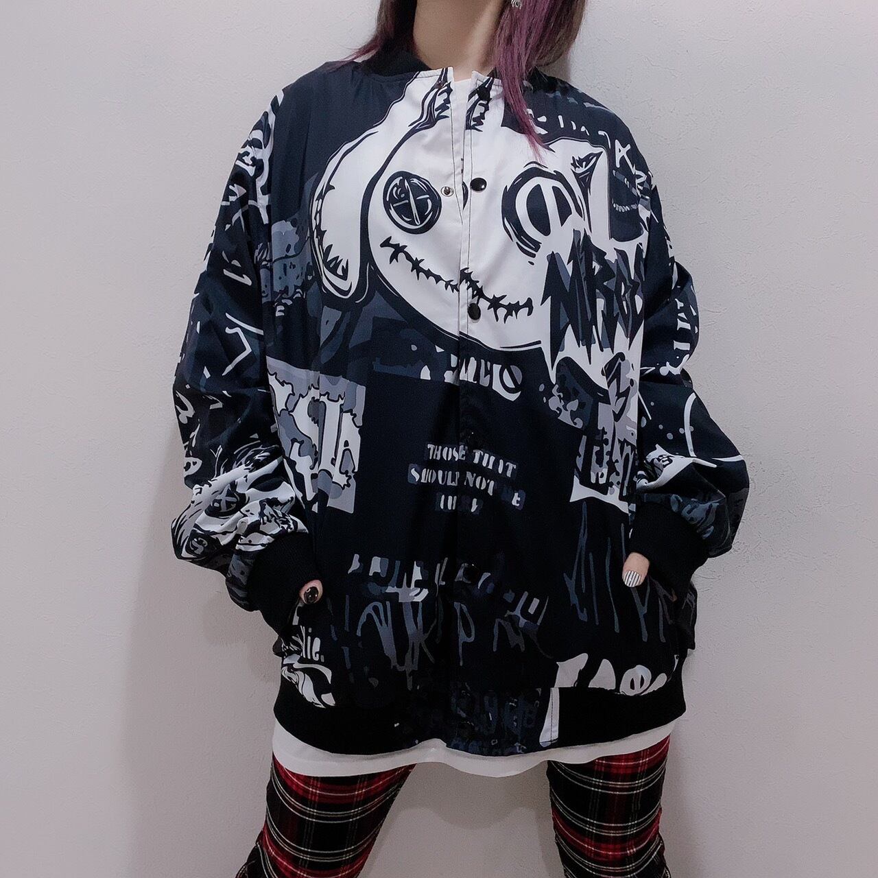 NieR ORIGINAL BLOUSON JACKET モノクロ総柄ブルゾン