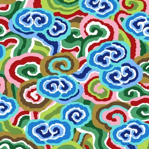 8/21発売！USAコットン Kaffe Fassett（布幅X50cm単位カット）Cloud Scrolls PWPJ138.BLUE