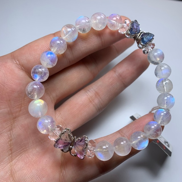 ~Butterfly~ホワイトラブラドライト×フローライトデザインブレスレット