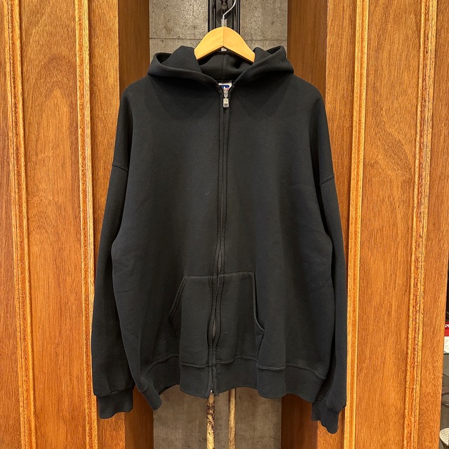 1990's OLD RUSSELL F/Z BLACK SOLID PARKA XXL ⓼