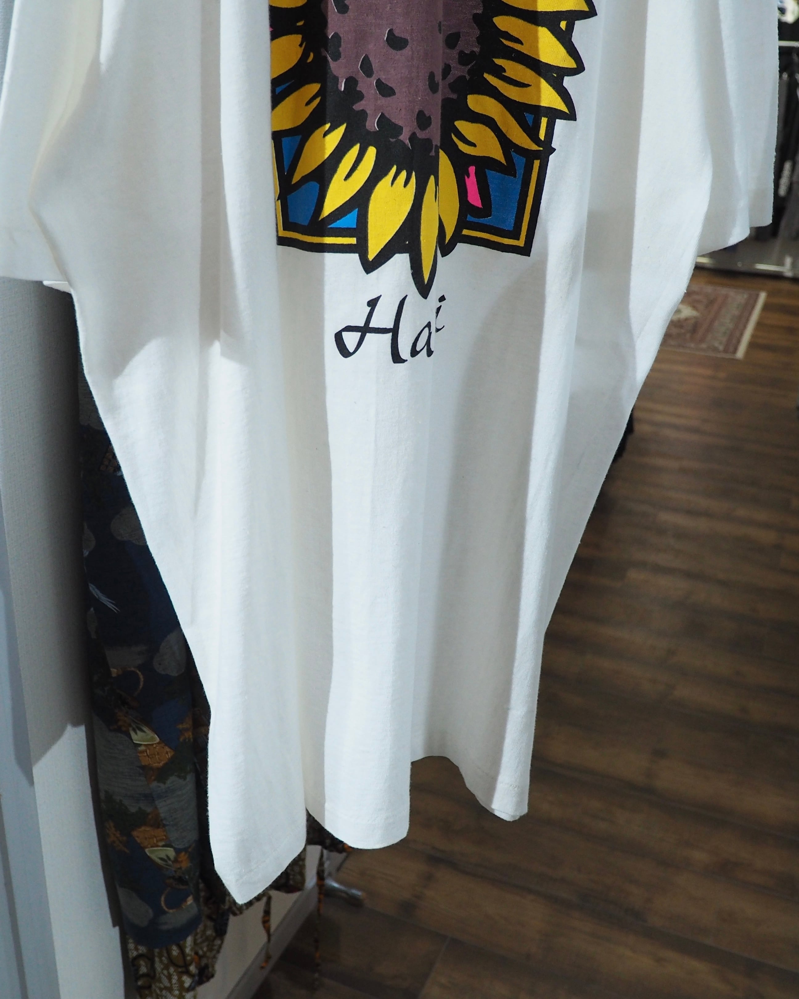 1990s ” 向日葵 ” Beautiful Sunflower printed vintage White SS Tee