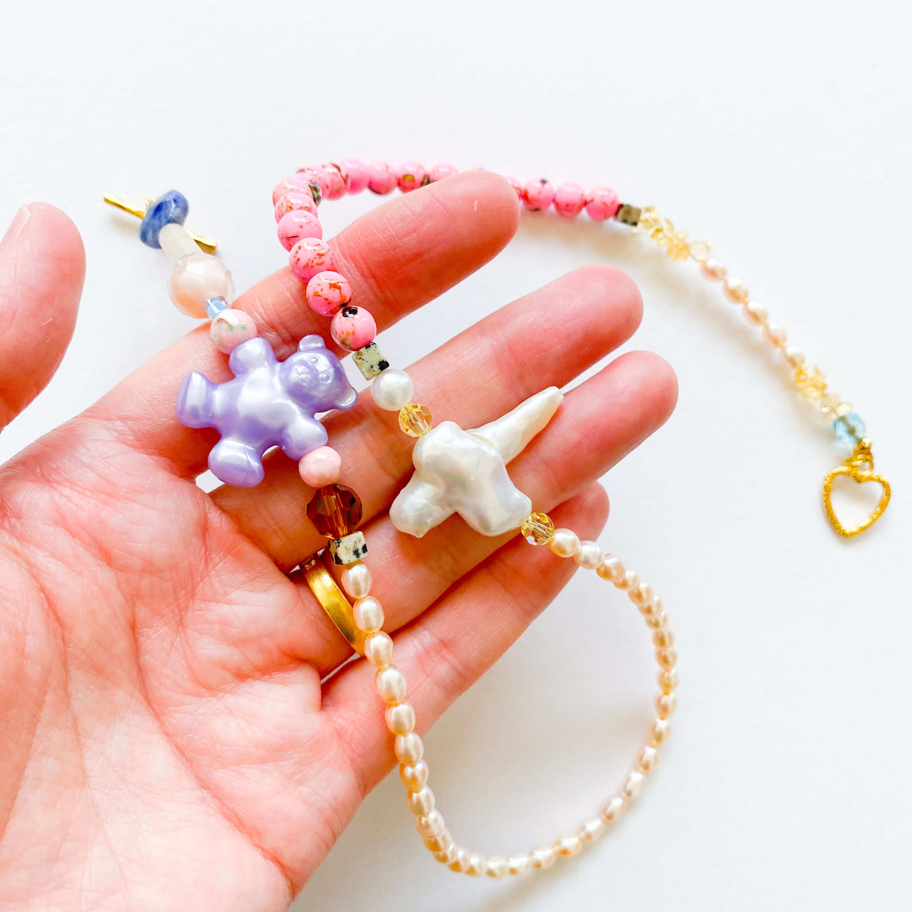 淡水パールとビーズのネックレス(たまに天然石）