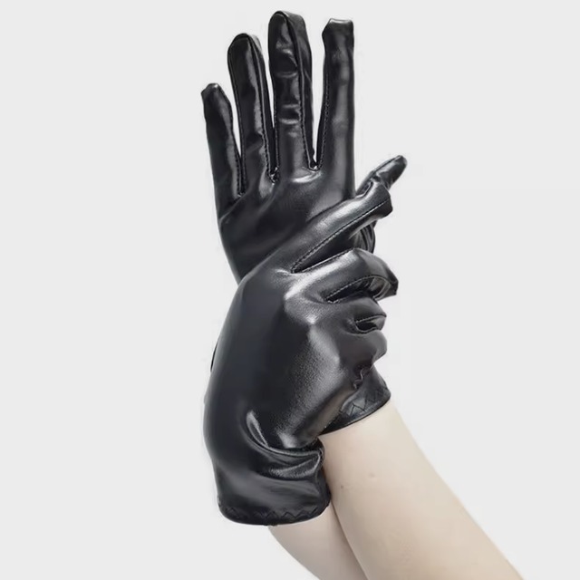 Smooth faux leather gloves【2color】 C1310