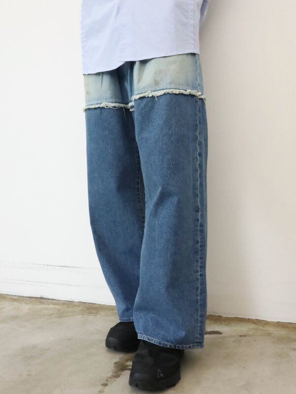 JieDa 2TONE BAGGY DENIM PANTS (IND). Jie-23W-PT02 | IAAAM ONLINE STORE