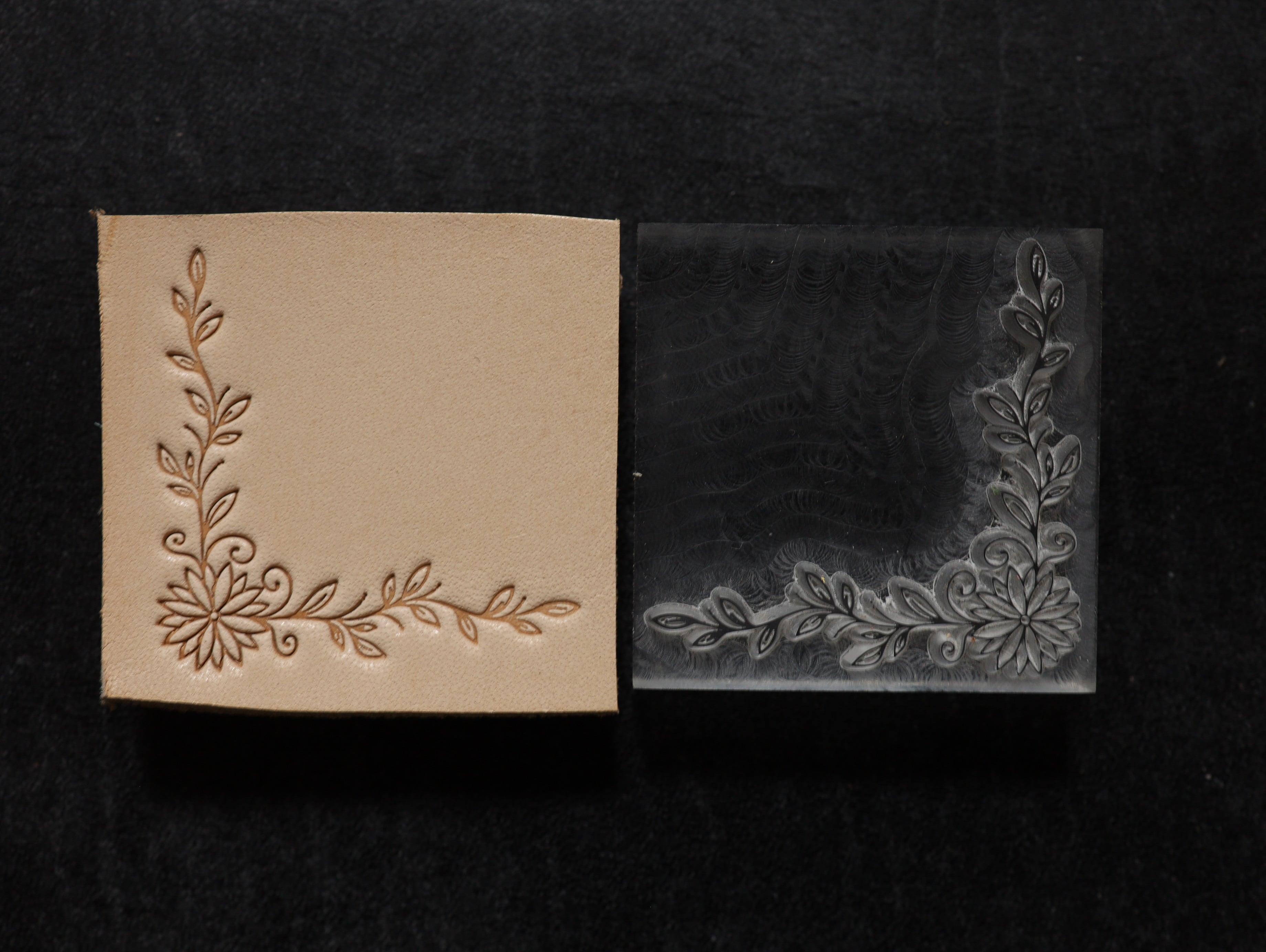 【アクリル刻印】コーナーボーダー　花柄　レザークラフト用