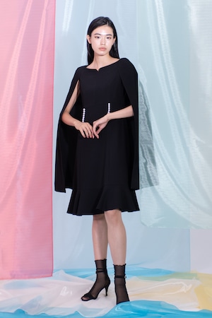 Pearl Cape Dress　BLACK