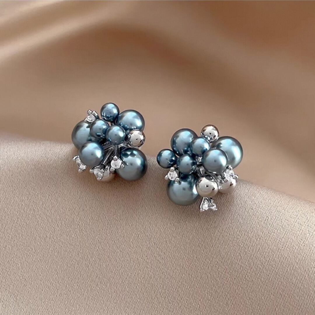 Bubble design blue gray earring 00137