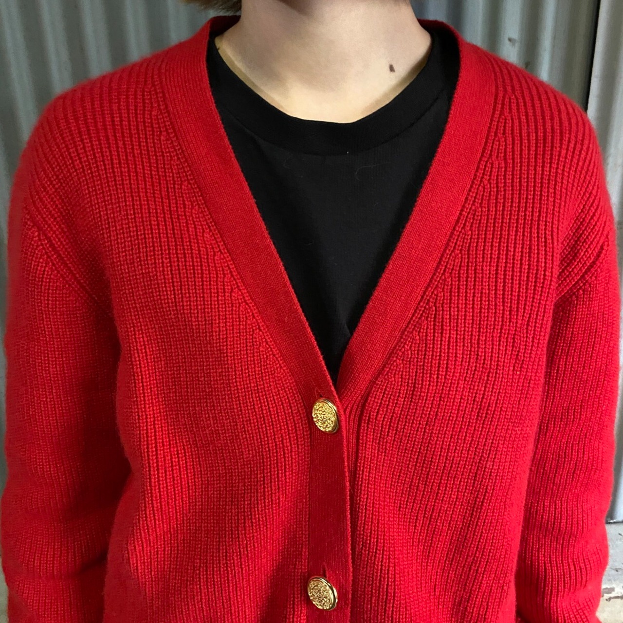 Neiman Marcus カシミヤニットカーディガン レディースM 古着 金ボタン  