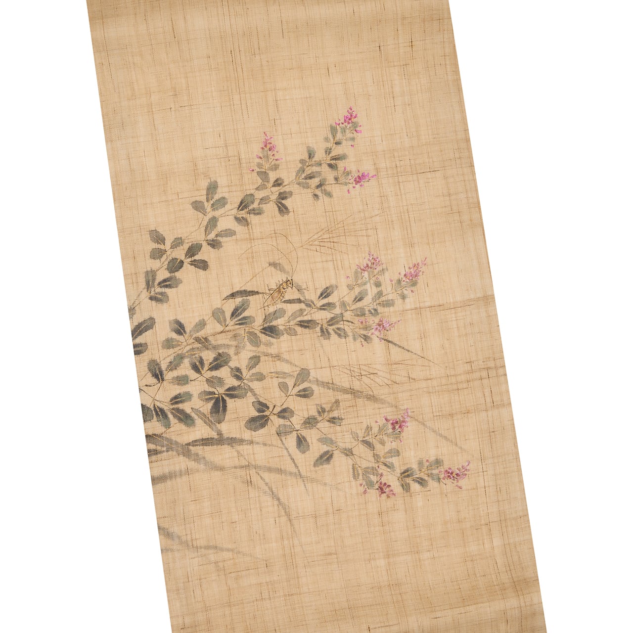 桐山紫香 萩のお花に虫の模様 手描 麻開名古屋帯【中古】 | かわの屋